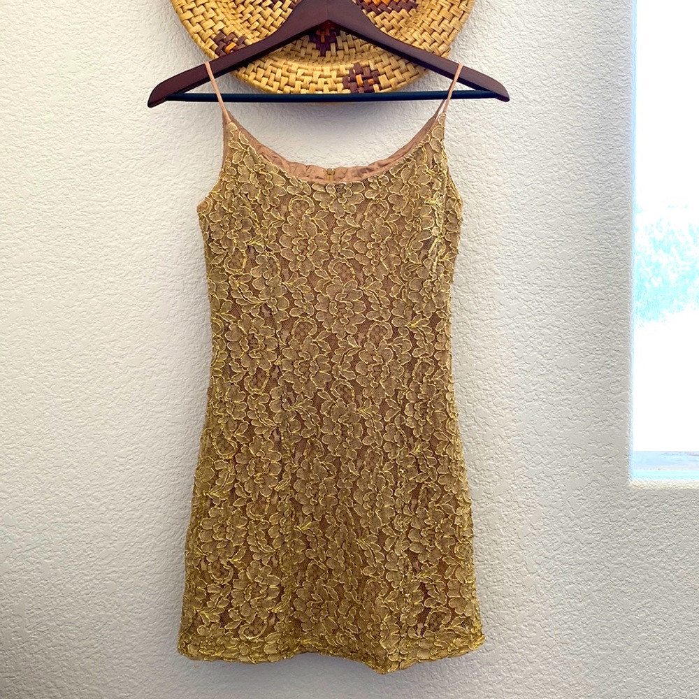 Vintage Y2K Rampage Gold Mini Dress